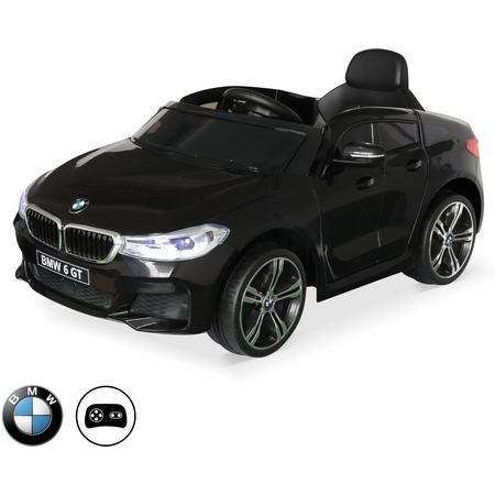 BMW GT6 Gran Turismo zwart, elektrische auto 12V, 1 plaats, cabriolet voor kinderen met autoradio en afstandsbediening